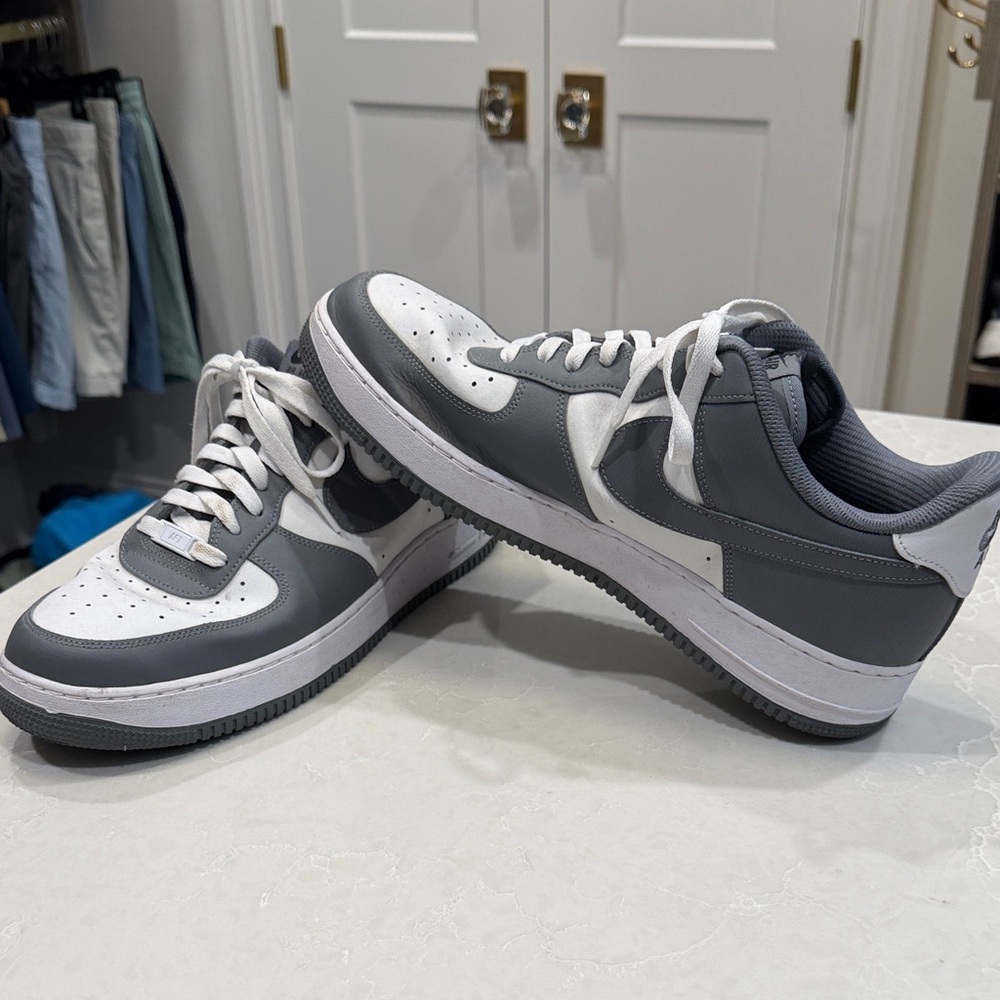 Nike Air Force 1 Men's Sneakers in Gray and White - Picture 6 of 7